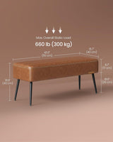 Home EKHO Collection Caramel Brown Synthetic Leather Bench W3X7 - product image 6