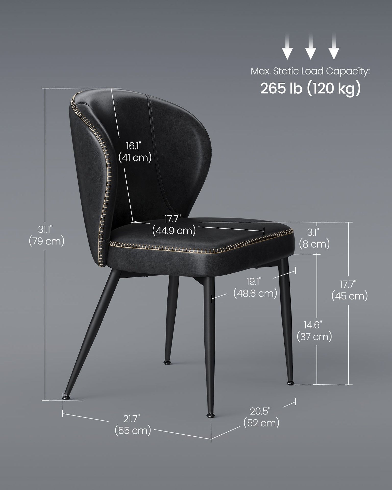Home Mid-Century Modern Black Dining Chairs Set, 2-pk R6R9 - product image 4