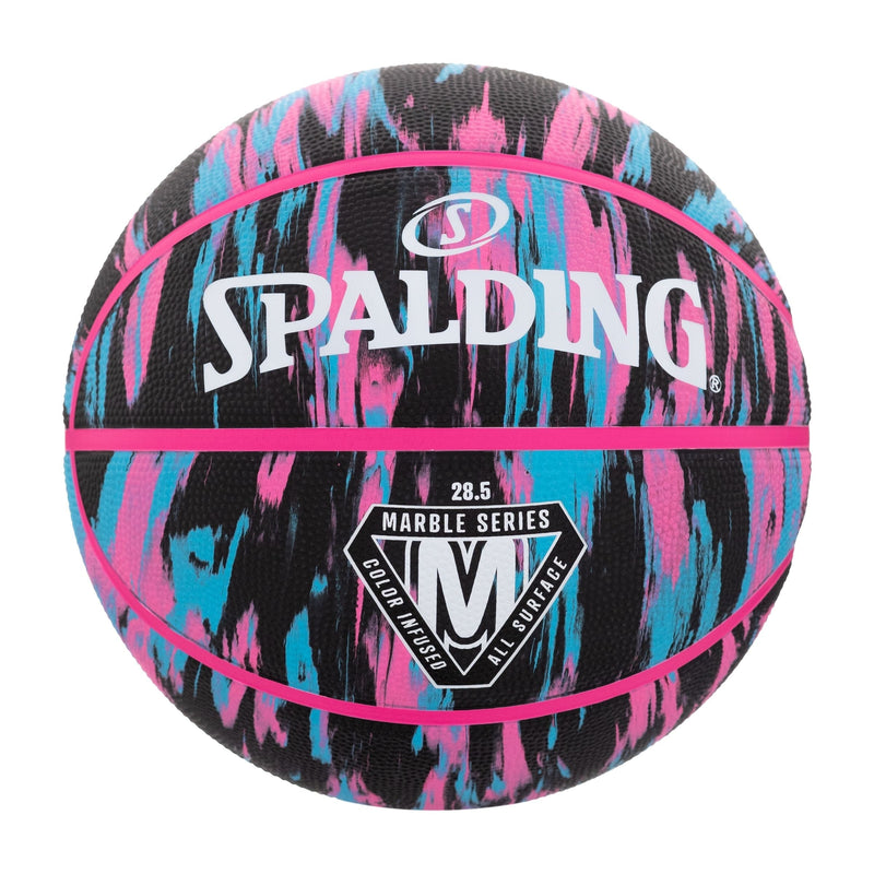 Marble Series 4Her Outdoor Rubber Basketball, Size 6 (28.5-in), Black/Pink J0X1