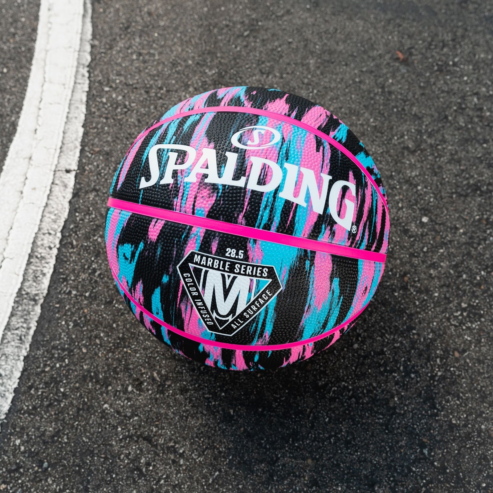 Marble Series 4Her Outdoor Rubber Basketball, Size 6 (28.5-in), Black/Pink J0X1 - product image 6