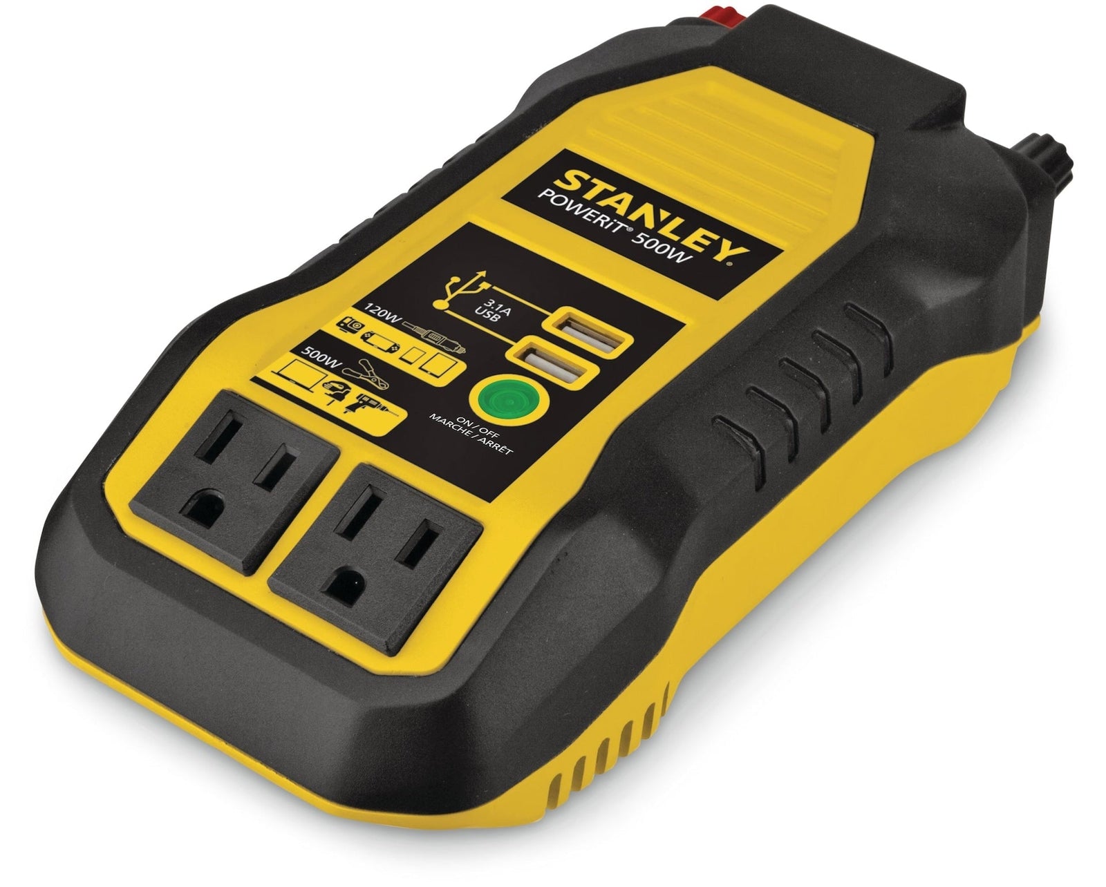 500W Inverter & Power Outlet with Battery Clamps, USB Ports, 12V DC Adapter X2V6 - product image 1