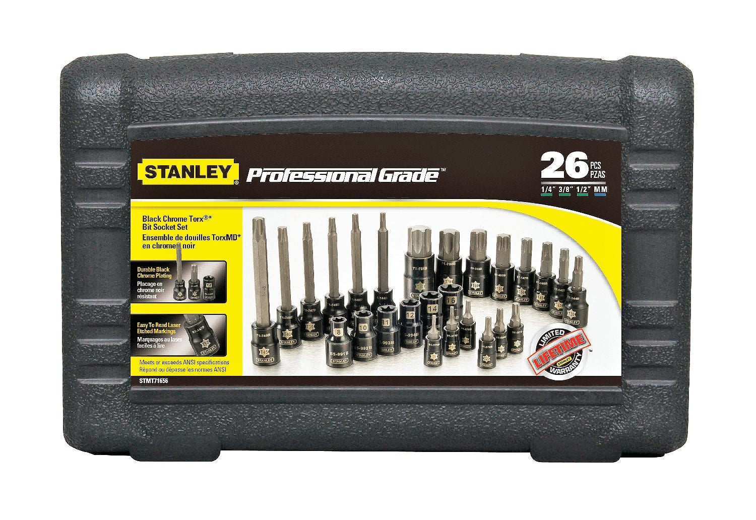 Professional Grade Black Chrome Torx Bit Socket Set, 26-pc, SAE/Metric O6A4 - product image 4