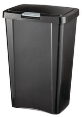 Plastic Rectangular Springloaded Touch Top Garbage Can, Black, 49-L G0K1 - product image 1