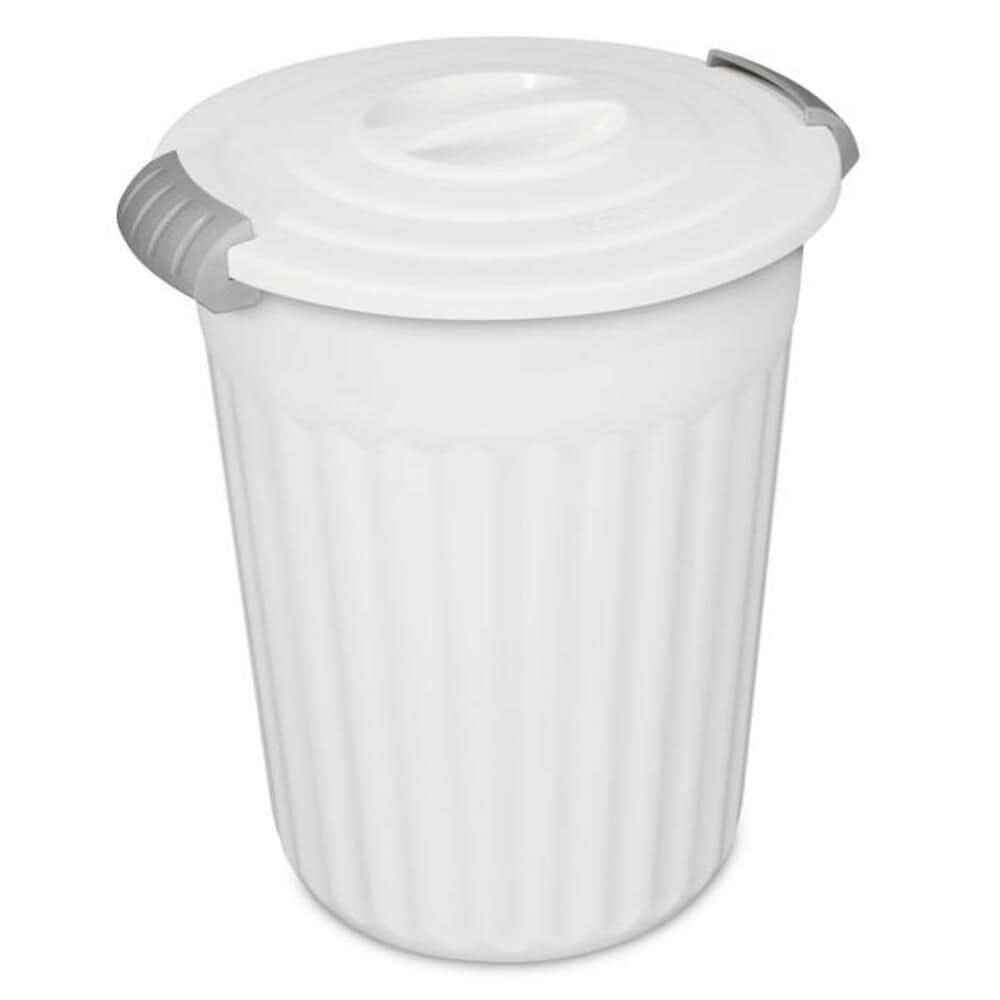 Plastic Round Latching Utility Garbage Can, White, 23-L E9R0 - product image 1