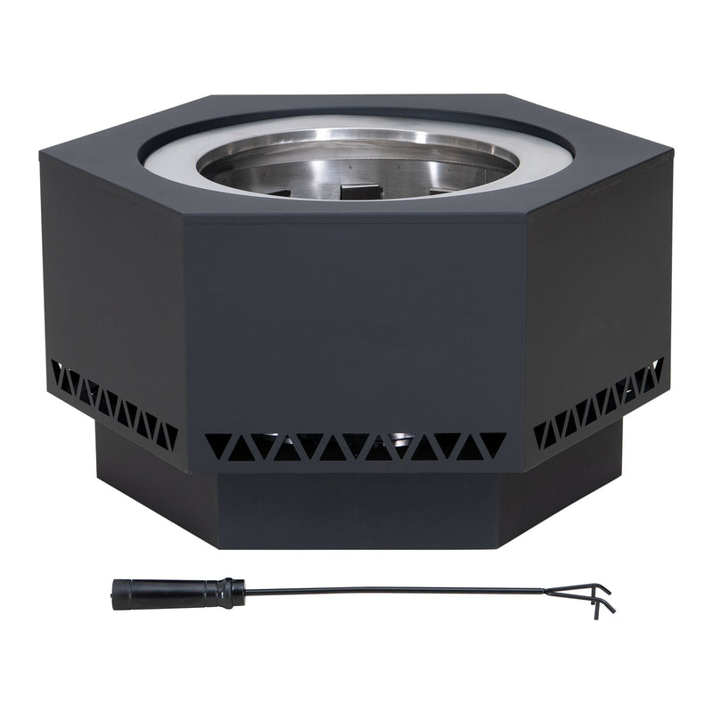 Hexagonal Low Smoke Stainless Steel Fire Pit, 26-in O4M3