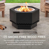 Hexagonal Low Smoke Stainless Steel Fire Pit, 26-in O4M3 - product image 5