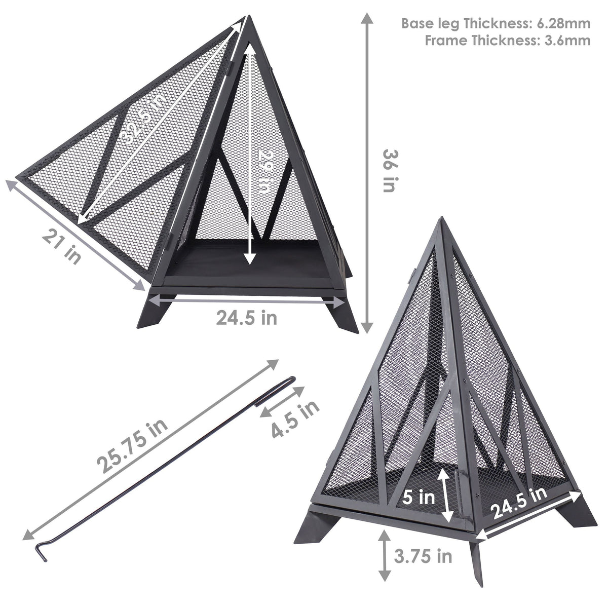 Decor Majestic Pyramid Steel Fire Pit, Black G3S4 - product image 6