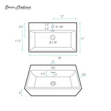 Claire Rectangle Wall-Mount Bathroom Sink, 24-in O7Q3 - product image 7