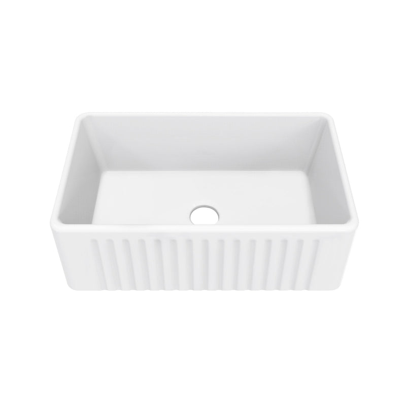 Delice Ceramic Farmhouse Kitchen Sink with Apron, 30-in x 18-in P8E3