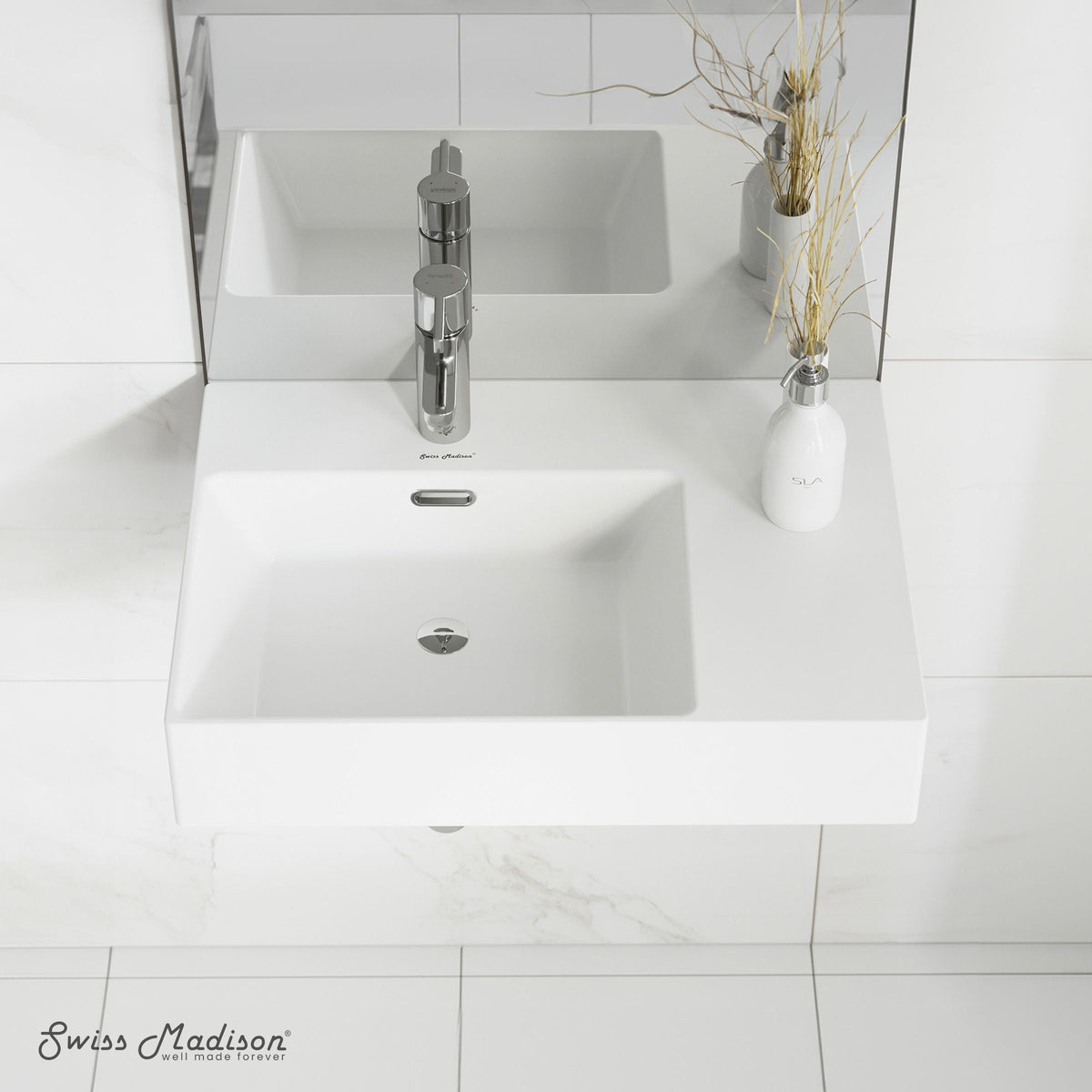 St. Tropez Ceramic Wall Hung Sink with Left Side Faucet Mount, 24-in x 18-in E1H1 - product image 5