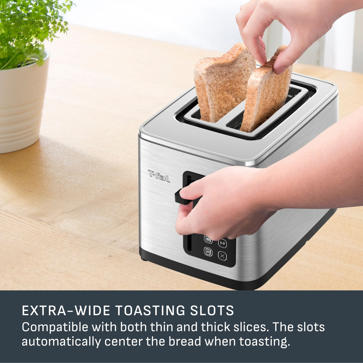 2-Slice Stainless Steel Digital Toaster, Extra wide slots, 7 Browning levels T5K7 - product image 7