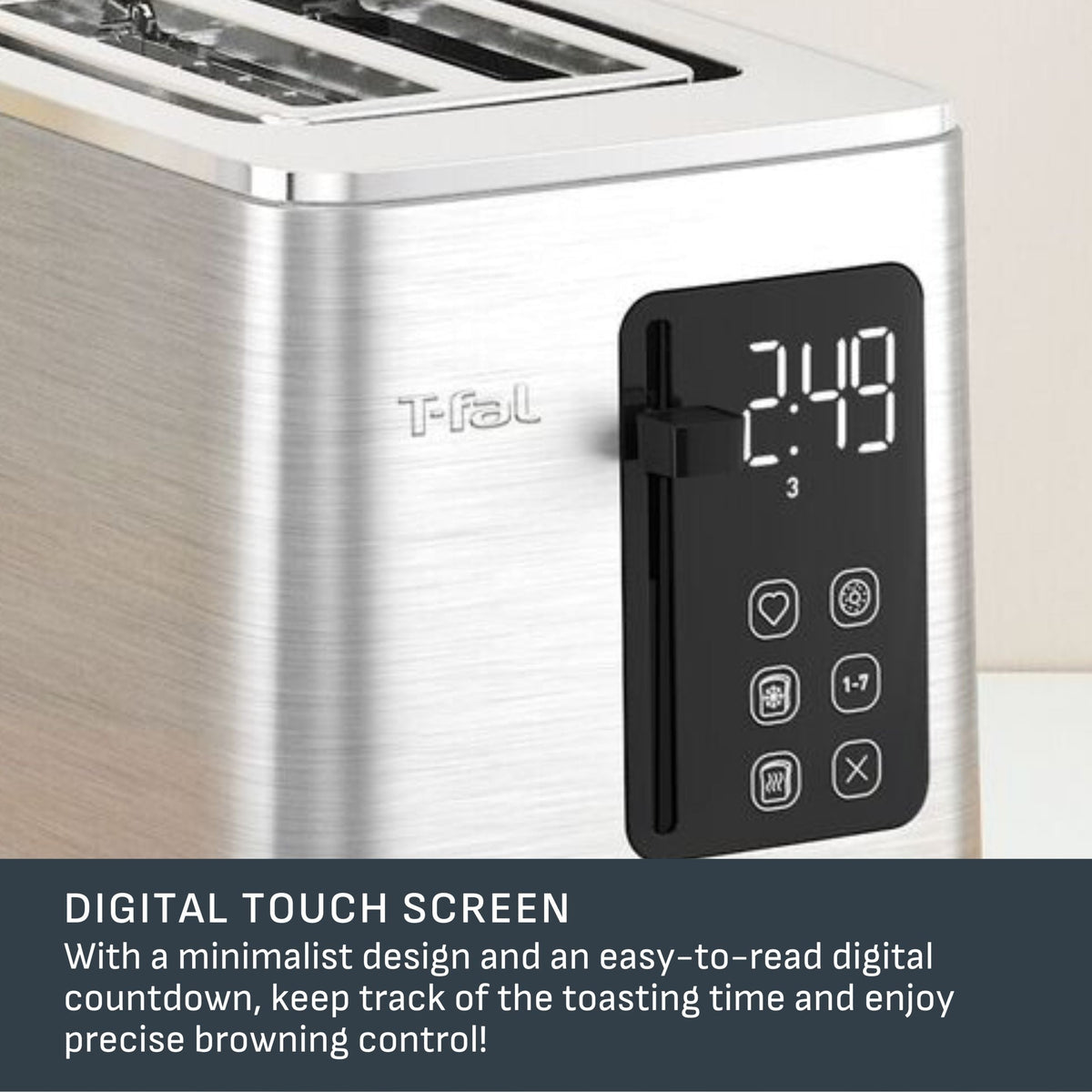 2-Slice Stainless Steel Digital Toaster, Extra wide slots, 7 Browning levels T5K7 - product image 8