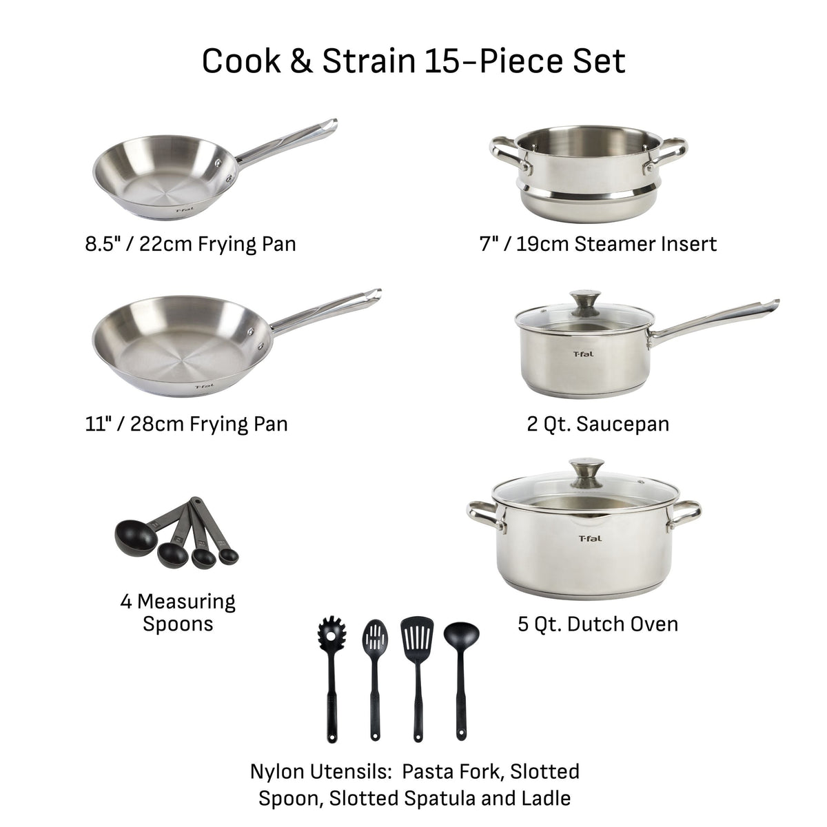 Cook and Strain Stainless Steel Cookware Set, 15-pc K4J8 - product image 7