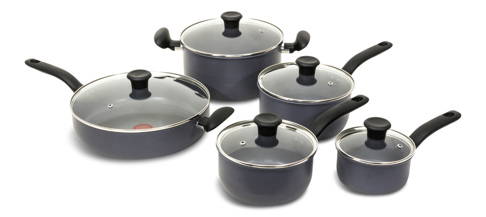 Hard Titanium Cookware Set, Non-stick, Dishwasher & Oven Safe, Grey, 10-pc I5V9 - product image 1