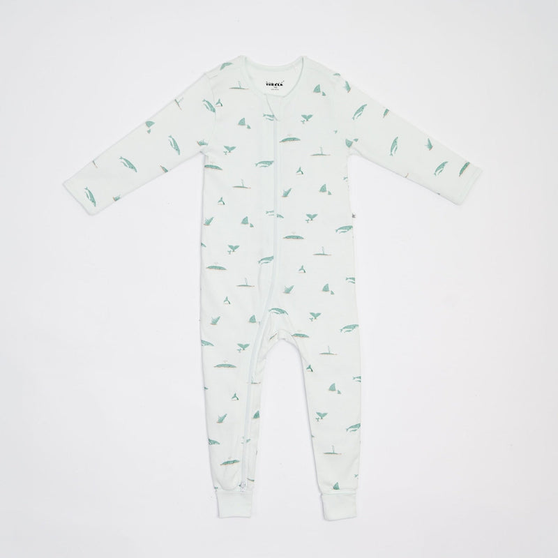 The Elk Baby Whale Print Premium Organic Cotton Play and Grow Rib Foot Zippy, Various Sizes L6N5