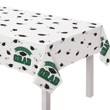 "Congrats Grad" Rectangle Plastic Reusable Table Cover, Green, 54x84-in, for Graduation K1M9 - product image 1