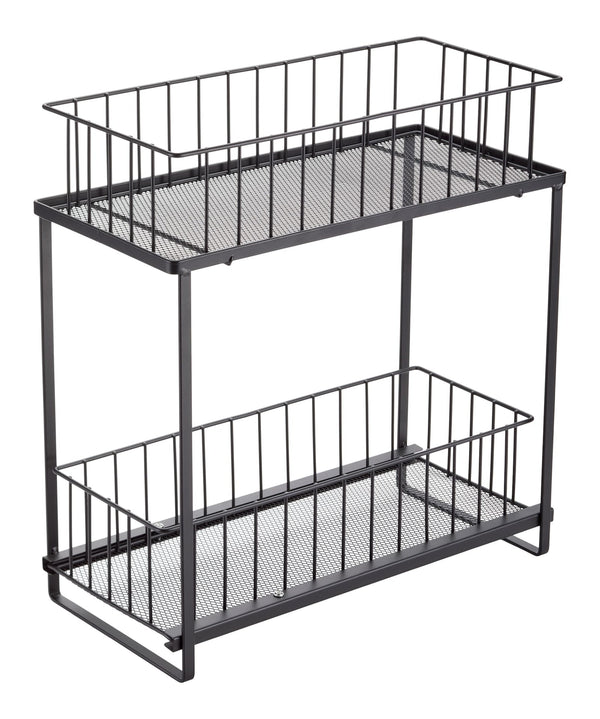 Type A 2-Tier Shower Organizer with Slide Out Basket, Black M9W4