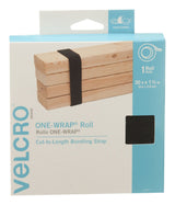 ONE-WRAP Adjustable Reusable Hook and Loop Strap, Black Roll, 30-ft x 1-1/2-in, 1-pk Y4B2 - product image 1