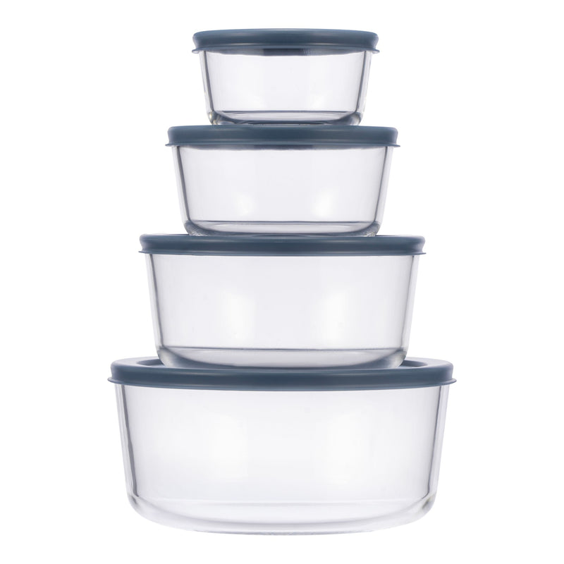 Round Glass Food Storage Container Set with Lids, 8-pc K9C8
