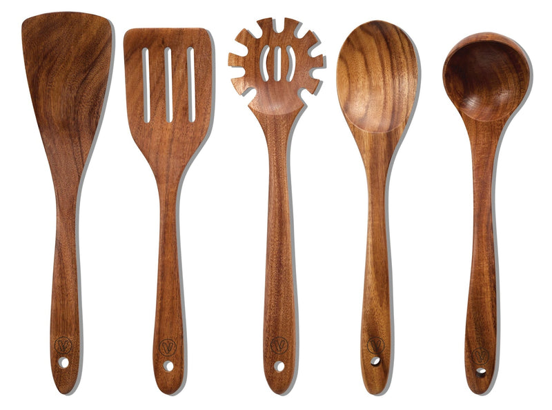 Solid Acacia Wood Utensil Set, 5-pc M1K8