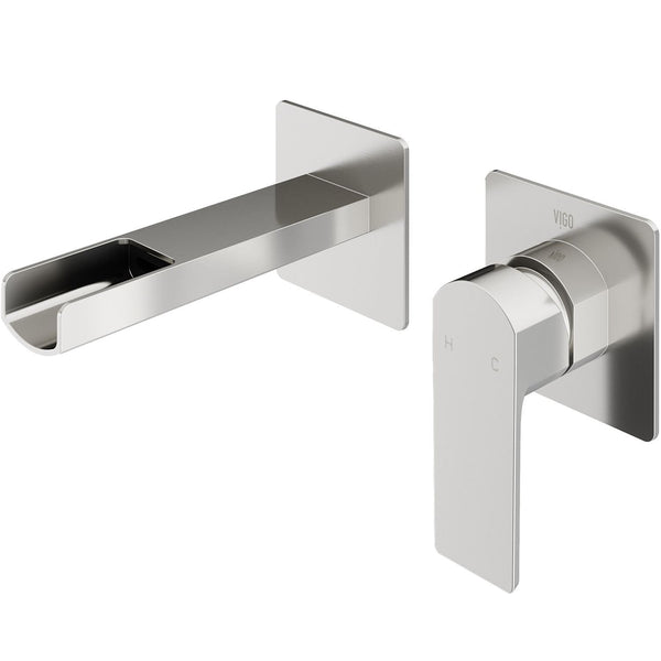 Atticus Brushed Nickel Wall Mount Bathroom Faucet R8V9