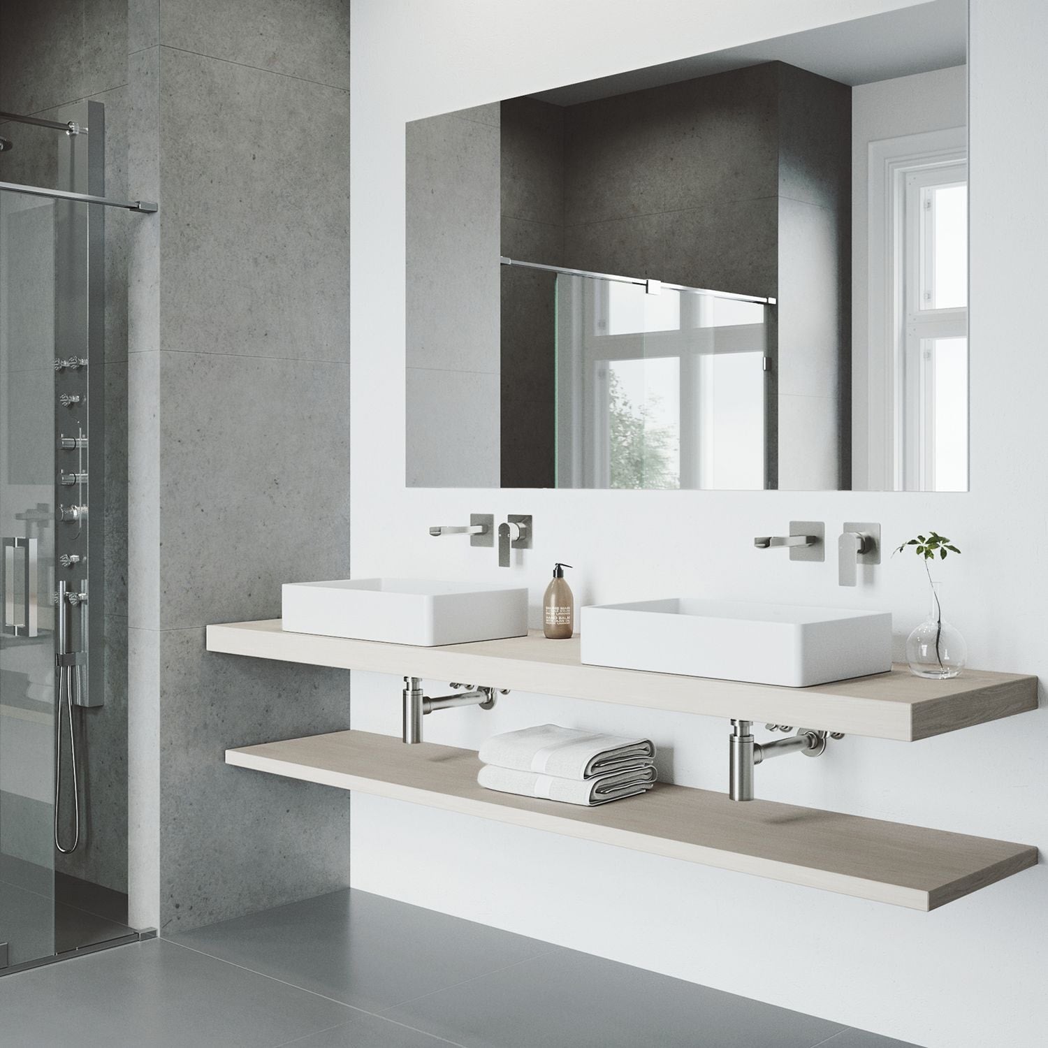 Atticus Brushed Nickel Wall Mount Bathroom Faucet R8V9 - product image 5