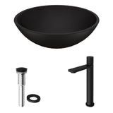 Cavalli MatteShell Matte Black Bathroom Sink/Basin Set with Gotham Faucet and Round Glass Vessel L9R5 - product image 2