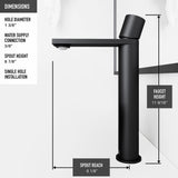 Cavalli MatteShell Matte Black Bathroom Sink/Basin Set with Gotham Faucet and Round Glass Vessel L9R5 - product image 3