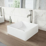 Dianthus Matte Stone Square Vessel Bathroom Sink, Above-Counter Installation, White Y4S5 - product image 6