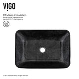 Glass Grey Onyx Bathroom Sink/Basin Set with Niko Faucet and Rectangular Vessel E5R9 - product image 4