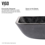 Glass Grey Onyx Bathroom Sink/Basin Set with Niko Faucet and Rectangular Vessel E5R9 - product image 7