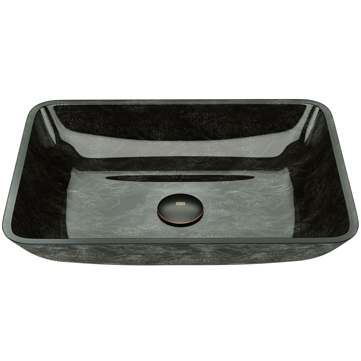 Glass Rectangular Vessel Bathroom Sink/Basin, Grey Onyx M0Y7 - product image 1