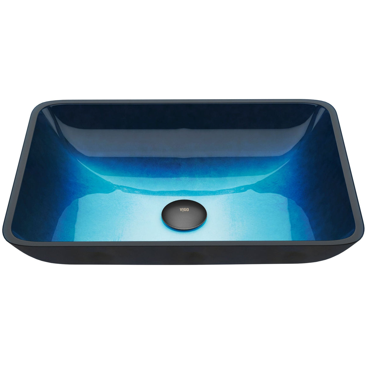 Glass Rectangular Vessel Bathroom Sink/Basin, Turquoise M3Q3 - product image 1