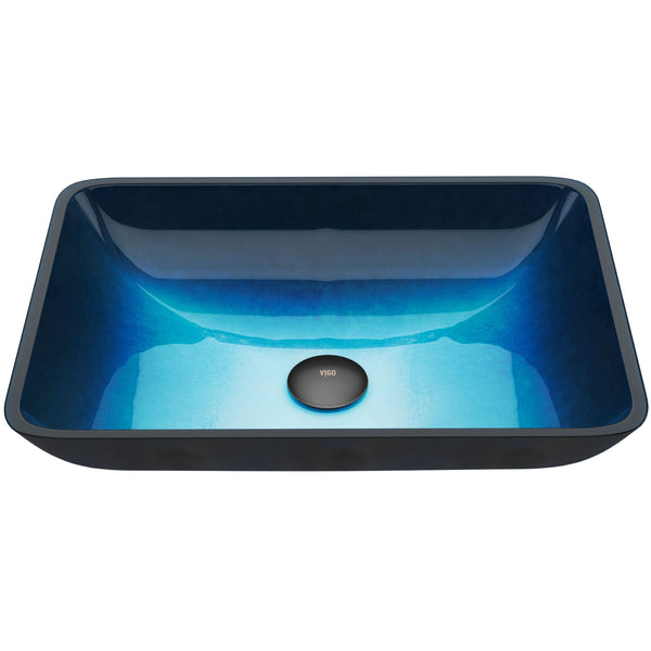 Glass Rectangular Vessel Bathroom Sink/Basin, Turquoise M3Q3