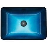 Glass Rectangular Vessel Bathroom Sink/Basin, Turquoise M3Q3 - product image 2