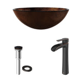 Glass Russet Brown Bathroom Sink/Basin Set with Niko Faucet and Round Vessel R2W2 - product image 2