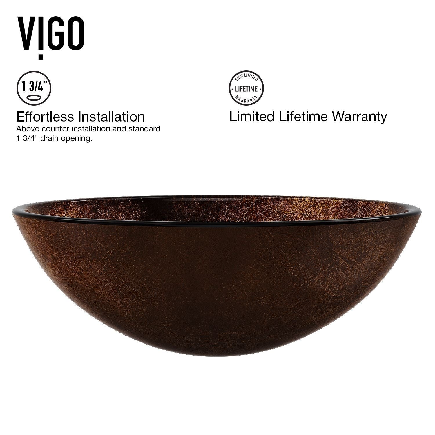 Glass Russet Brown Bathroom Sink/Basin Set with Niko Faucet and Round Vessel R2W2 - product image 4