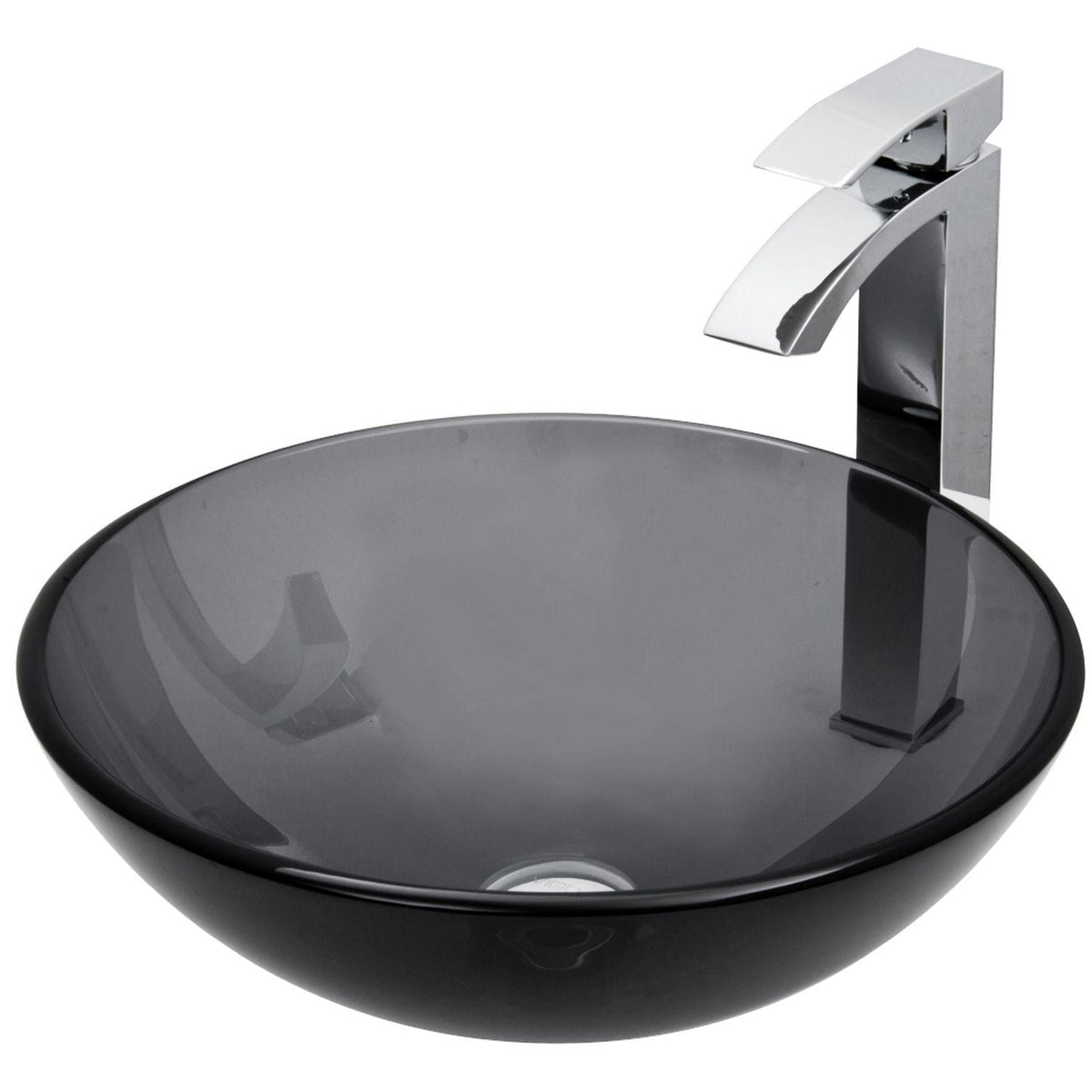 Glass Sheer Black Bathroom Sink/Basin Set with Duris Faucet and Round Vessel A8D7 - product image 1