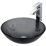 Glass Sheer Black Bathroom Sink/Basin Set with Duris Faucet and Round Vessel J5R1 - product image 1