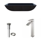 Glass Turquoise Water Bathroom Sink/Basin Set with Duris Faucet and Rectangular Vessel M7A0 - product image 2