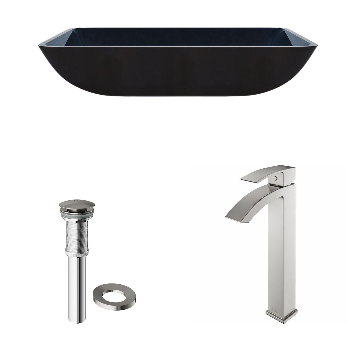 Glass Turquoise Water Bathroom Sink/Basin Set with Duris Faucet and Rectangular Vessel M7A0 - product image 2