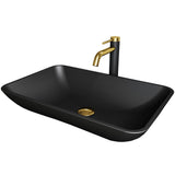 Hadyn MatteShell Matte Black Bathroom Sink/Basin Set with Lexington Faucet and Rectangular Vessel G4U4 - product image 1