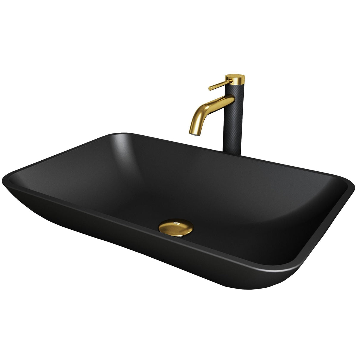Hadyn MatteShell Matte Black Bathroom Sink/Basin Set with Lexington Faucet and Rectangular Vessel G4U4 - product image 1