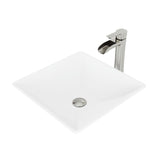 Hibiscus MatteStone White Bathroom Sink/Basin Set with Niko Faucet and Square Composite Vessel G4H5 - product image 1
