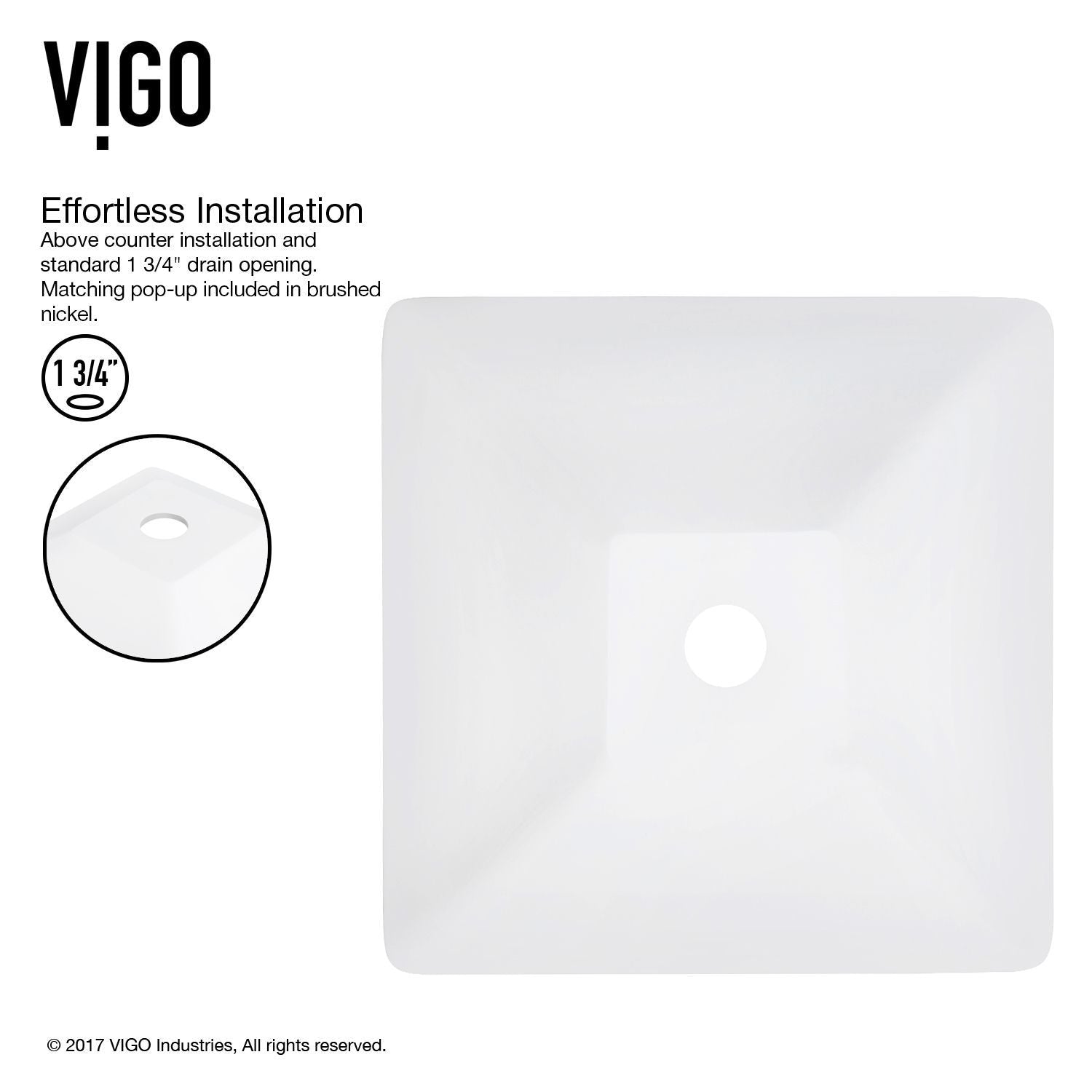 Hibiscus MatteStone White Bathroom Sink/Basin Set with Niko Faucet and Square Composite Vessel G4H5 - product image 7