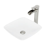 Hyacinth MatteStone White Bathroom Sink/Basin Set with Niko Faucet and Square Composite Vessel C6E2 - product image 1