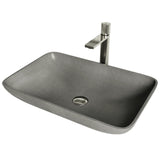 Lorca ConcretoStone Grey Bathroom Sink/Basin Set with Gotham Faucet and Rectangular Vessel E5P7 - product image 1