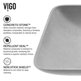 Lorca ConcretoStone Grey Bathroom Sink/Basin Set with Gotham Faucet and Rectangular Vessel E5P7 - product image 2