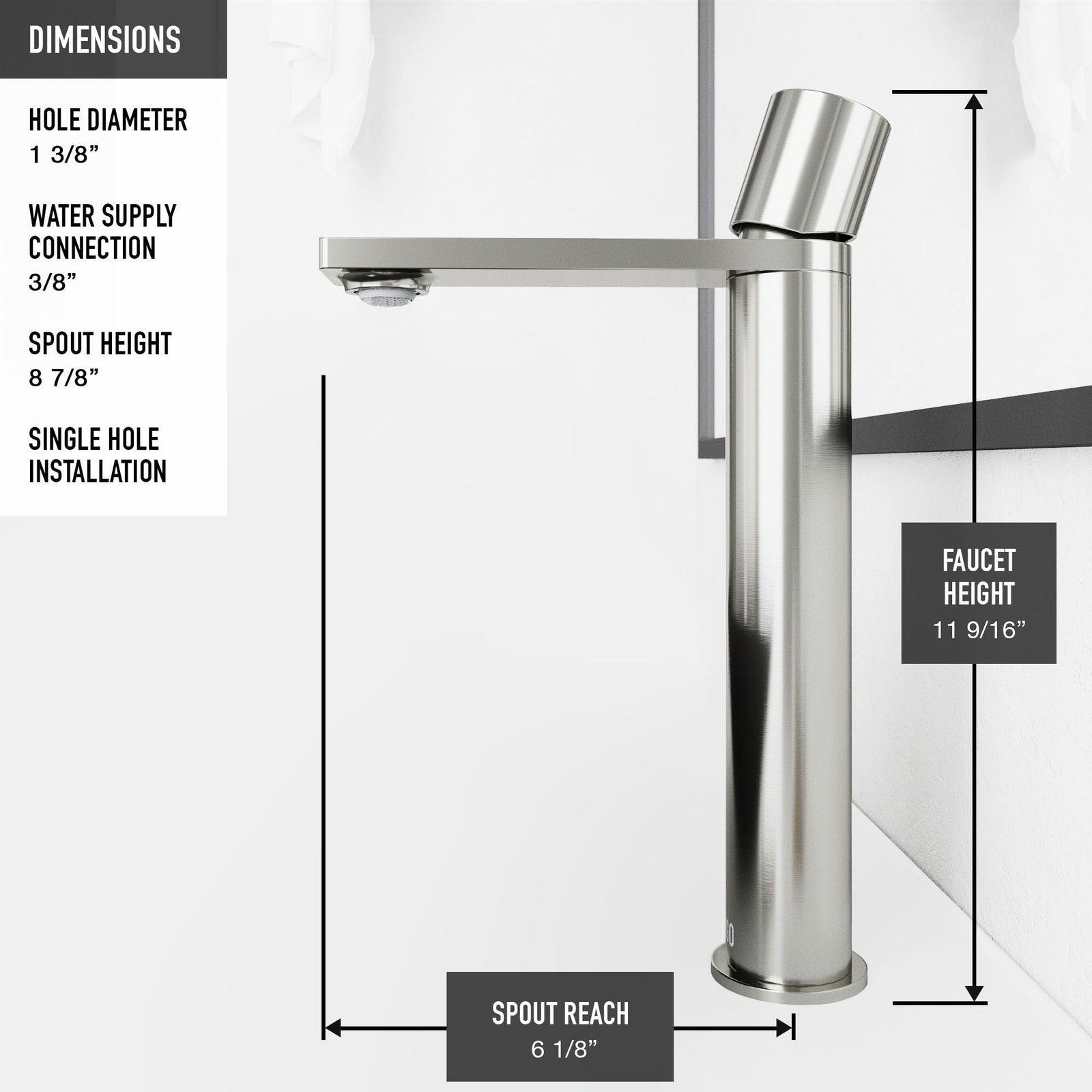 Lorca ConcretoStone Grey Bathroom Sink/Basin Set with Gotham Faucet and Rectangular Vessel E5P7 - product image 4