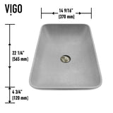Lorca ConcretoStone Grey Bathroom Sink/Basin Set with Gotham Faucet and Rectangular Vessel E5P7 - product image 5